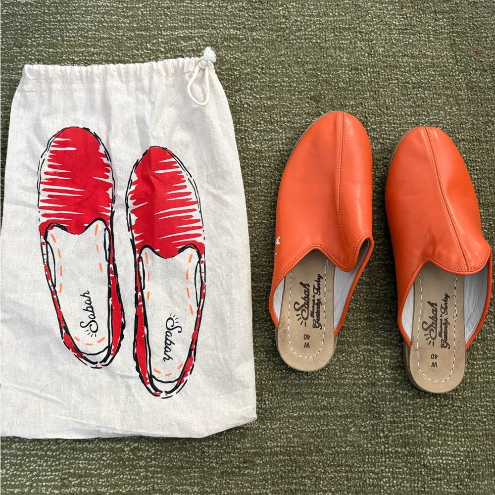 Sabah Vibrant Orange Leather Mules